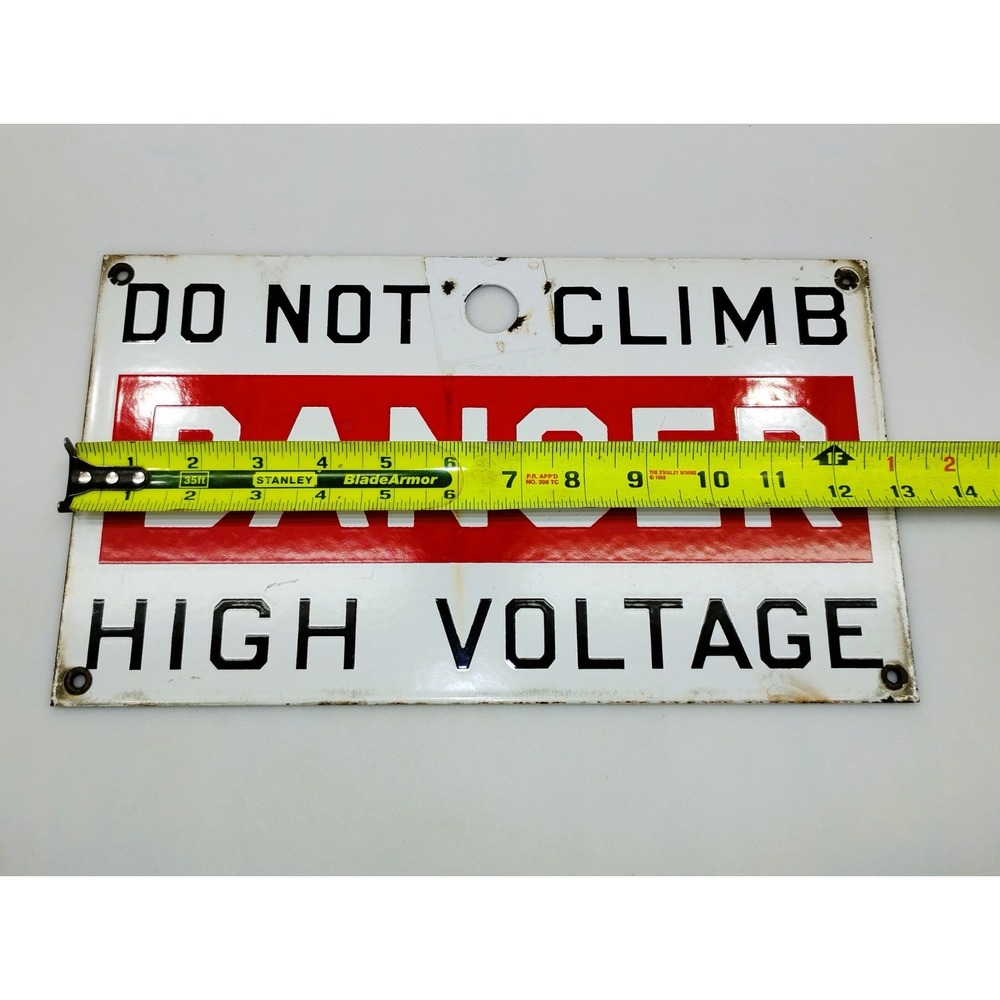 Vintage Danger Porcelain Sign Circa 1920s-1960s Red, Black and White 13" x 7.5" - Picture 11 of 12